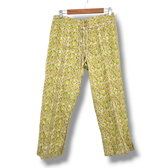 NEW Sigrid Olsen Women's Linen Blend Drawstring Waist Capri Pants Green‎ Size 8 - Picture 1 of 13